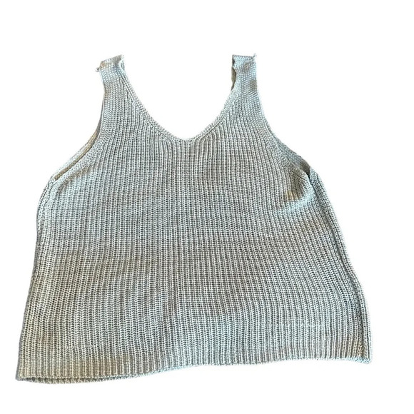 Women's small knit grey V-neck tank top - Picture 1 of 4
